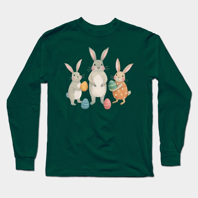 Happy Easter Family Matching Bunny with Eggs Gift Long Sleeve T-Shirt by Anime Planet